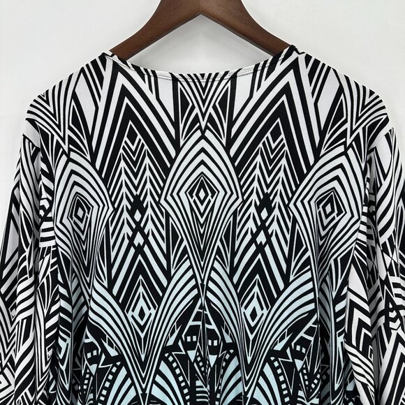 Easywear By Chicos Cardigan Womens Open Travelers Slinky Geometric Multicolor L - Picture 4 of 11